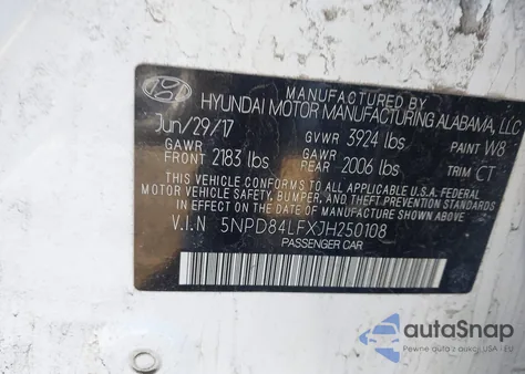 2018 Hyundai Elantra Sel from USA, damaged, VIN 5NPD84LFXJH250108